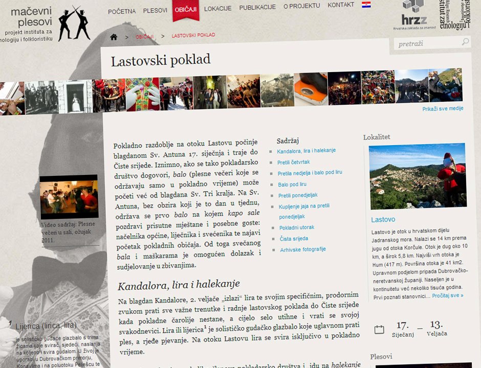 Predstavljanje web projekta mačevnih plesova